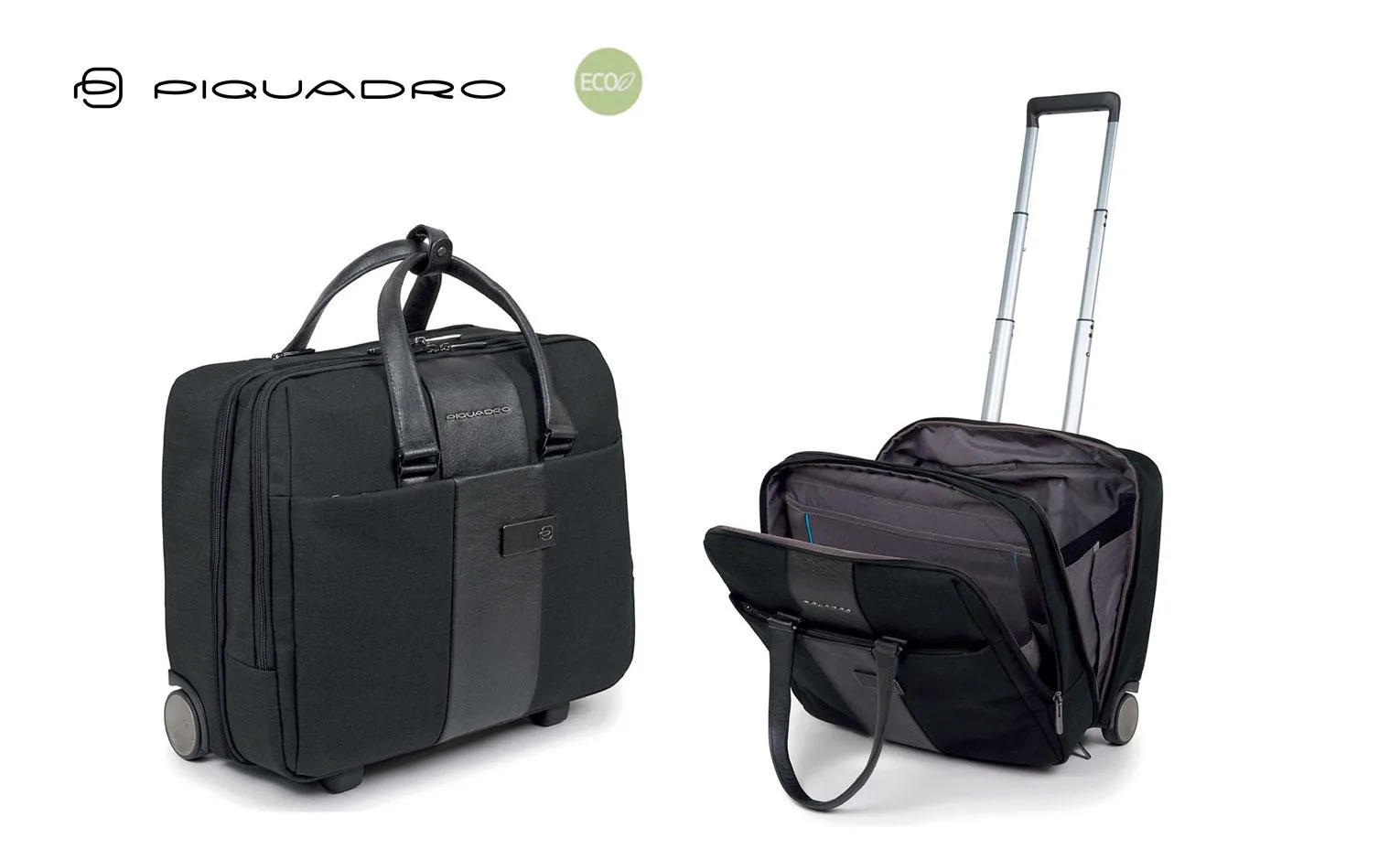 Valigia Trolley Portacomputer In Tessuto Riciclato Piquadro