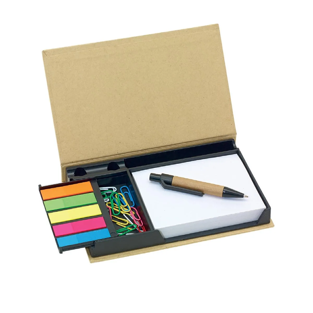 Memobox Con Foglietti, Graffette, Post-It E Penna Mini