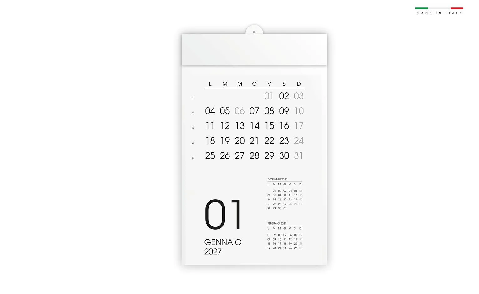 Calendario Da Parete Black & White Mensile 12 Fogli