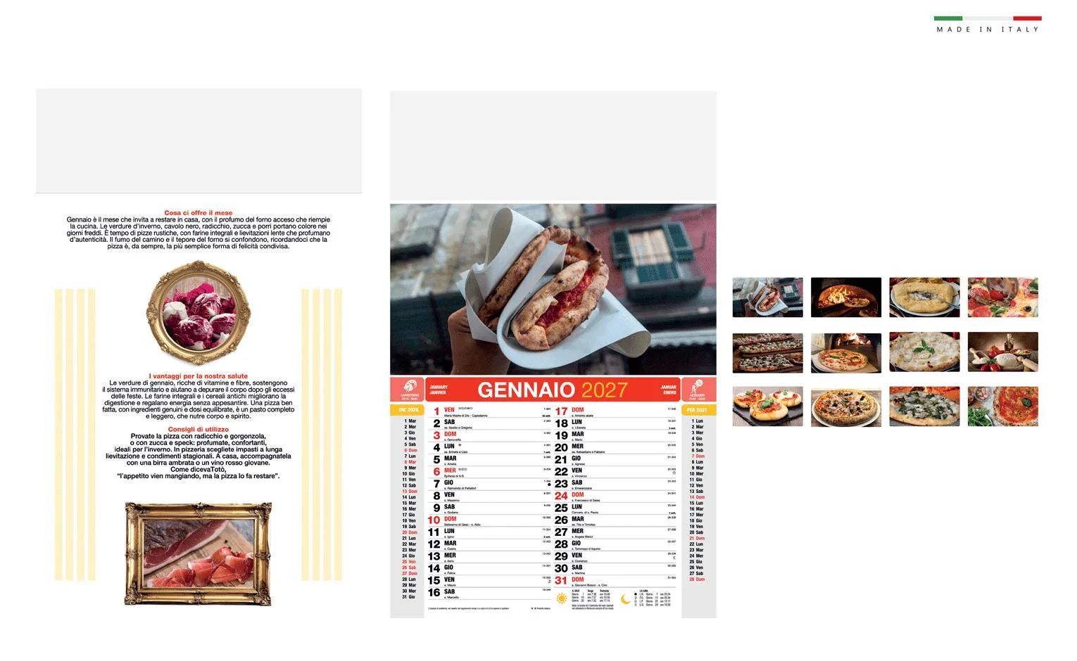 Calendario La Pizzamensile 12 Fogli 28,8X47