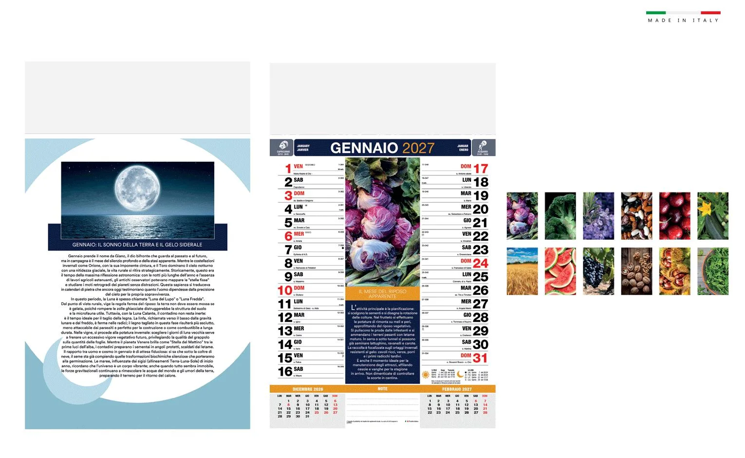Calendario Lunario Mensile 12 Fogli 28,8X47