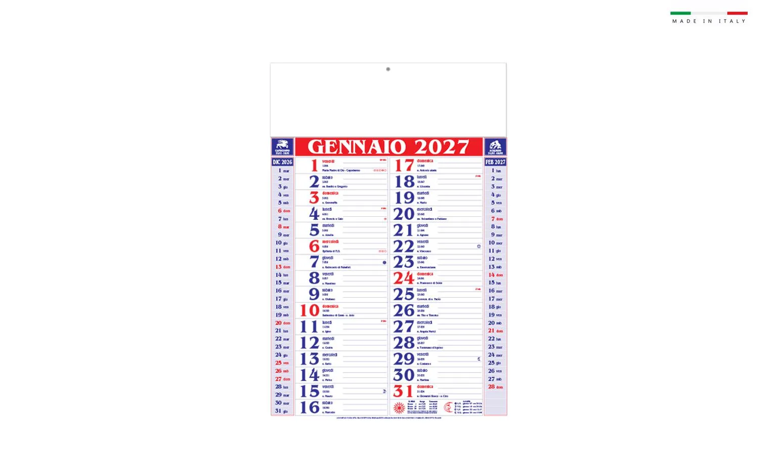 Calendario Mensile Olandese Medium 12 Fogli