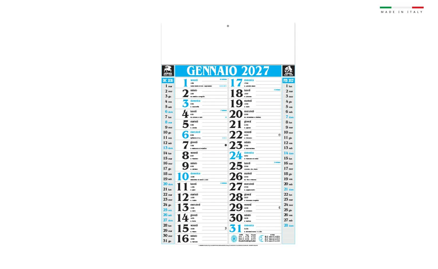 Calendario Mensileolandese Standard 12 Fogli