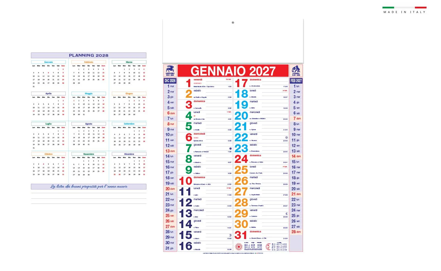 Calendario Mensile Olandese Stand.multicolor 12 Fogli