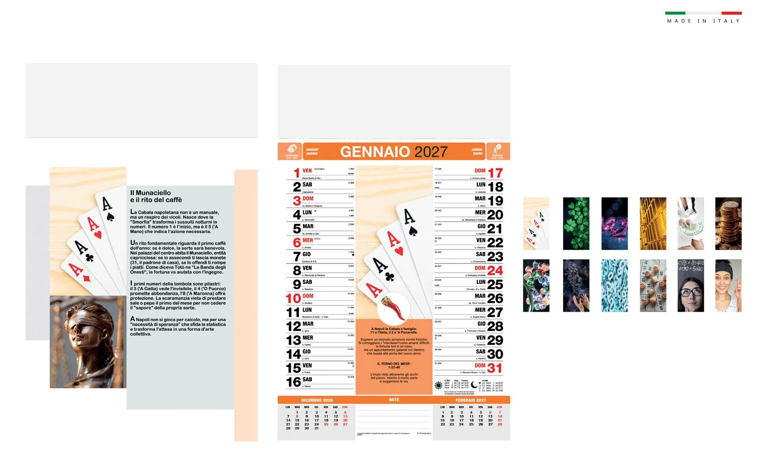 Calendario Cabala Mensile 12 Fogli 28,8X47