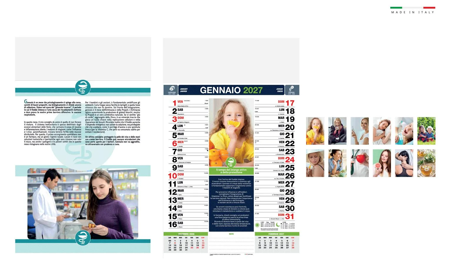 Calendario Farmaciamensile 12 Fogli 28,8X47