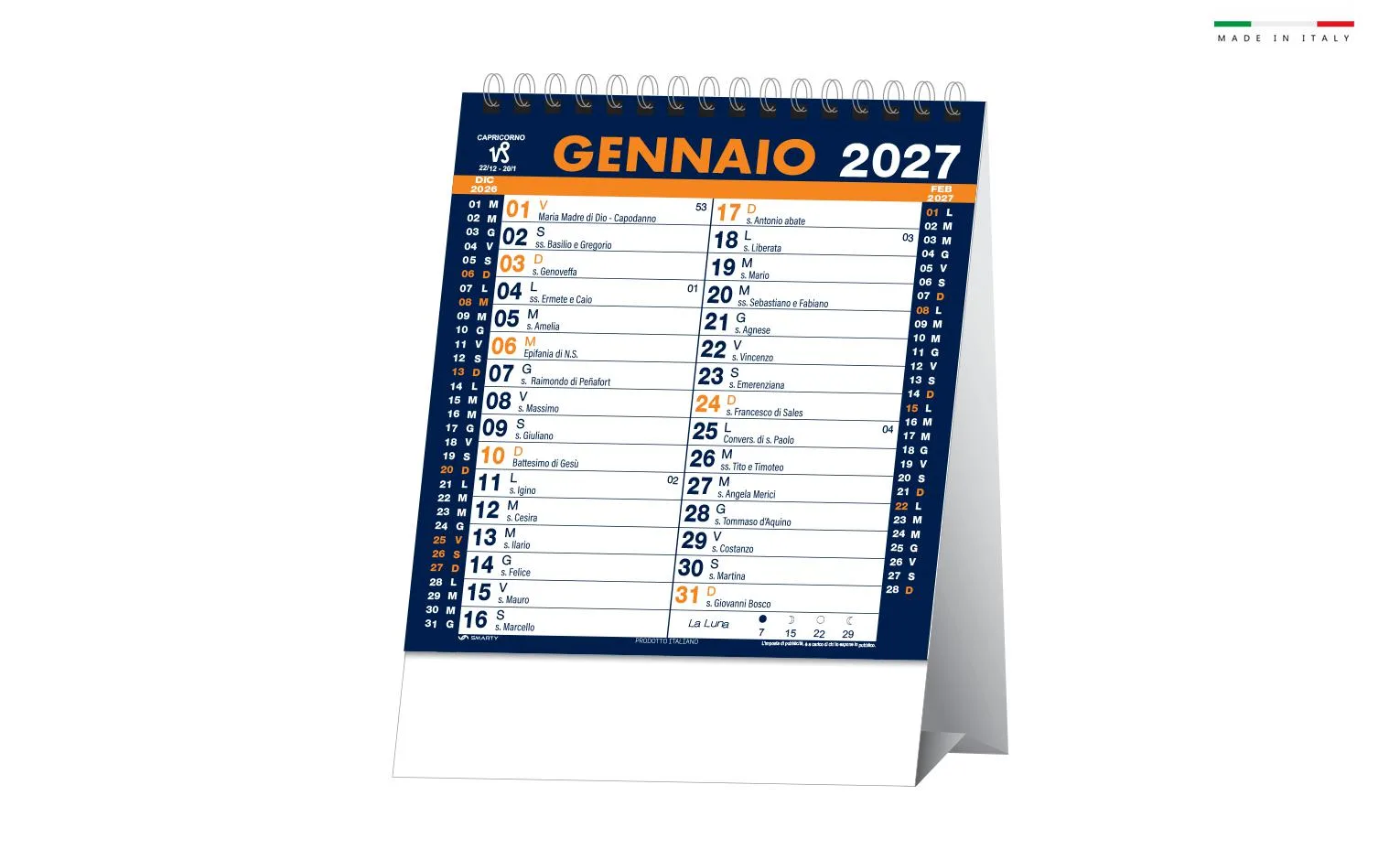 Calendario Canadeseda Tavolo 14,5X19