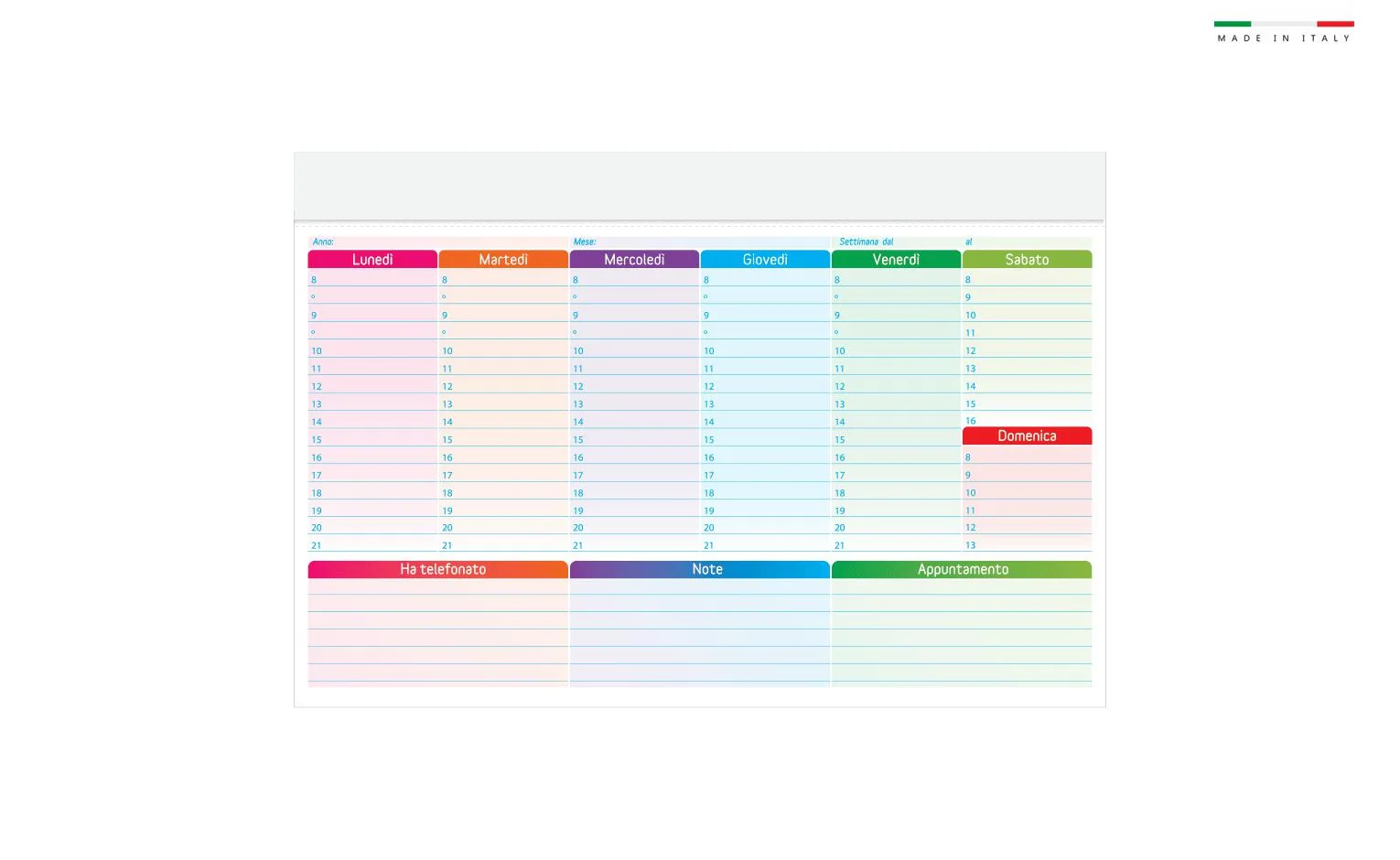 Planning Medio Multicolor 29,2X21Cm 50 Fogli
