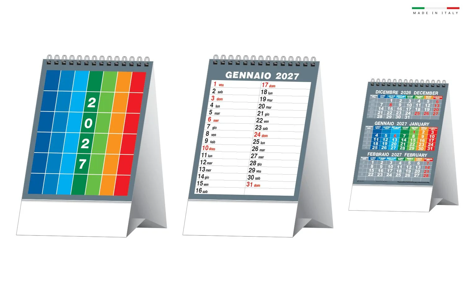 Calendario Multicolor Da Tavolo 12,5X19,5