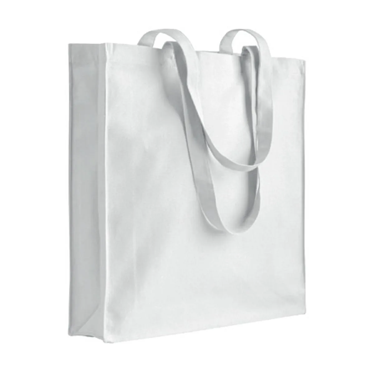 Shopper In Cotone Con Soffietto 180G Manici Lunghi 38X42X8