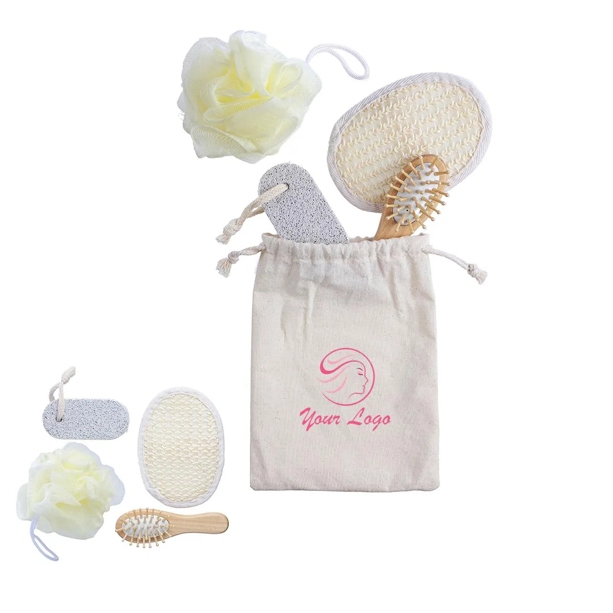 Set Da Bagno 4 Pezzi In Sacchetto Di Cotone