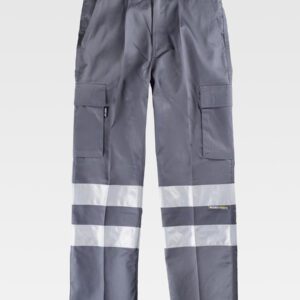 PANTALONE DA LAVORO MULTITASCHE BANDE RIFRANGENTI