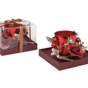 CANDELA VETRO ROSSO 135×135 h 90 mm