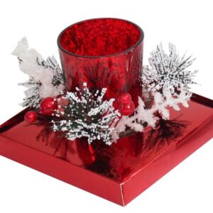 CANDELA BICCHIERE ROSSO – 122×122 h 90mm