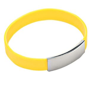 BRACCIALE SILICONE GIALLO CON PIASTRA