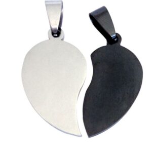 PENDENTE CUORE SPEZZATO B/W 16x30mm