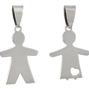 PENDENTE ACCIAIO LUI & LEI – 18×22 mm