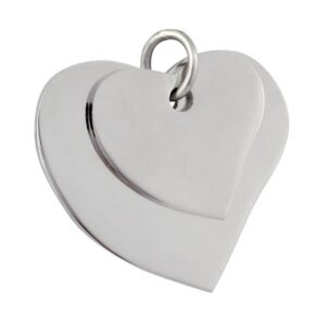 PENDENTE ACCIAIO DUE CUORI – 30×30 mm