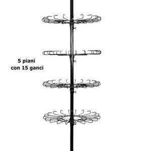 ESPOSITORE NERO H 188 CM 5X15 GANCI