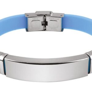 BRACCIALE ACCIAIO E EVA AZZURRA 1CM