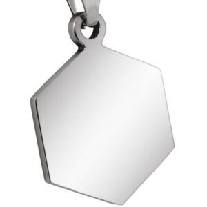 PENDENTE ESAGONO PICCOLO ACCIAIO 19x25mm