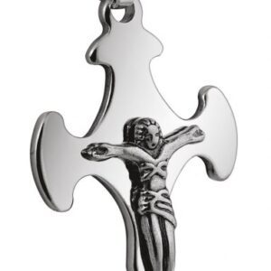 PENDENTE CROCE MEDIA ACCIAIO 27x44mm