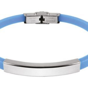 BRACCIALE ACCIAIO E EVA AZZURRA 0.5CM