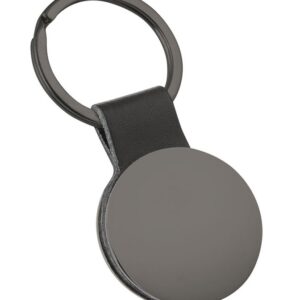 PORTACHIAVI TONDO BRUNITO E PELLE NERA