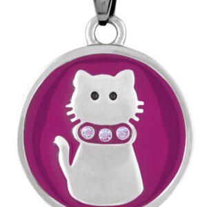 PENDENTE ACCIAIO GATTO VIOLA – 24.5 mm