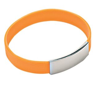 BRACCIALE SILICONE ARANCIO CON PIASTRA