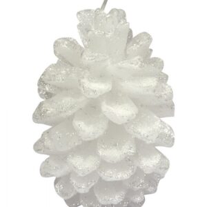 CANDELA PIGNA BIANCA CON GLITTER