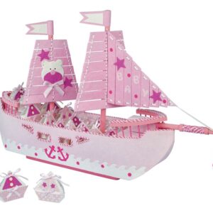 BOMBONIERA NAVE CARTONE ROSA OUTLET