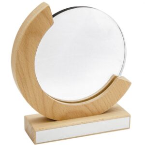 TROFEO VETRO DIAM.150 MM SUPPORTO LEGNO