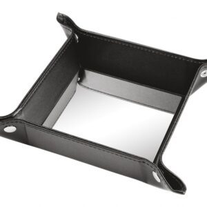 VUOTATASCHE PU NERO + METALLO 15×15 cm