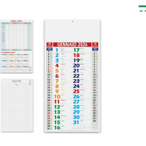 CALENDARIO OLANDESEMENSILE 12 FOGLI MINI MULTICOLOR 23×47