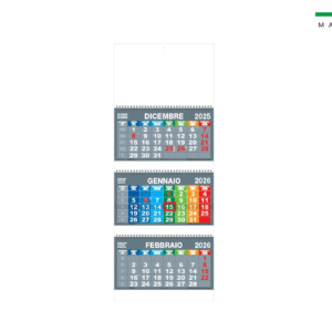 Calendario TRITTICOMULTICOLOR 3 BLOCCHI SPIRALATI 31×79,5