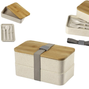 LUNCH BOX CONTENITORE PRANZO 2 SCOMPARTI E POSATE