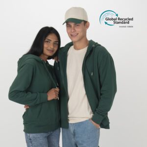 Felpa con cappuccio unisex 100% tessuto rigenerato