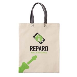 Borsa in cotone con manici corti (26×32,5cm).