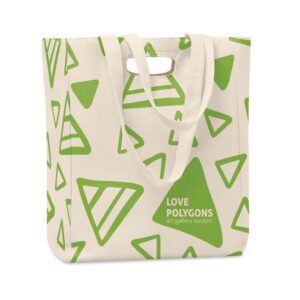 Shopper con manico bucato e manici lunghi (30x16x40cm).