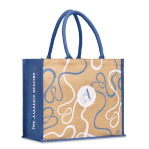 Borsa in juta laminata nei colori del vostro marchio (40×32.5x17cm)