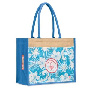 Borsa in juta con tasca frontale in cotone stampata (su tutta la superficie) (43x34x20cm)