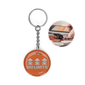 Portachiavi NFC preprogrammato rotondo con doming.
