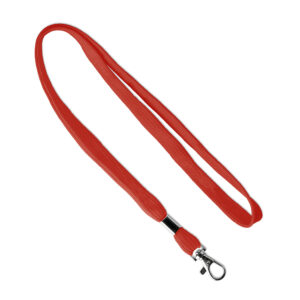 Lanyard tubolare in poliestere con morsetto in metallo.