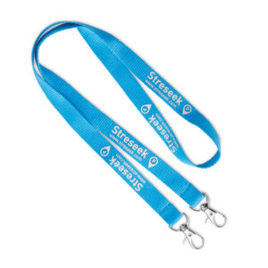 Lanyard in poliestere serigrafato in tinta pantone con 2 clip.