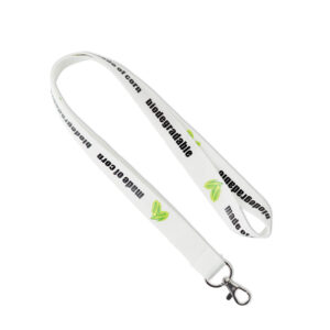 Lanyard in amido di mais serigrafato.
