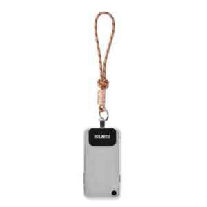 Portachiavi in cordoncino singolo e supporto per telefono con etichetta personalizzata.
