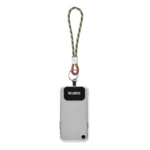 Portachiavi e porta cellulare con cordoncino singolo con terminale in pelle.