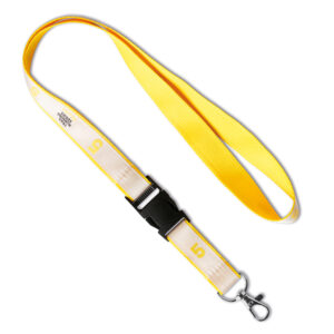 Lanyard removibile in poliestere con sovrastampa serigrafica in raso.