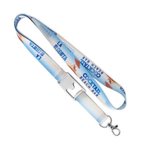 Lanyard in poliestere sublimato con apribottiglie.